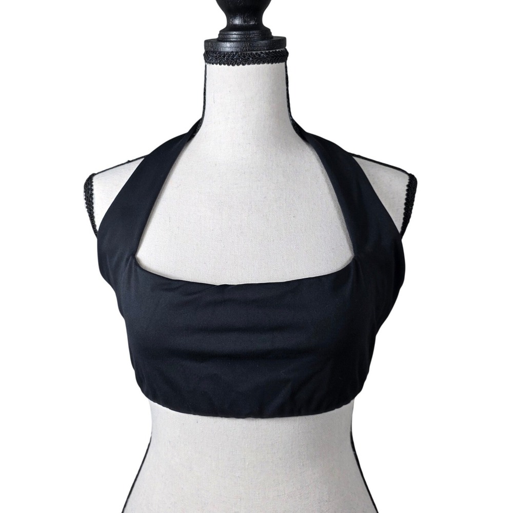 WeWoreWhat Halter Top Black Nylon Spandex Sporty Minimalist Large Bikini, Swim